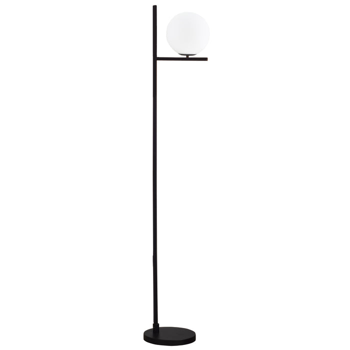 Modern Sphere Floor Lamp with Metal Frame - Pedal-Switch Operation, Elegant Standing Light Fixture - Ideal for Home Office, Living Room Decor, Black