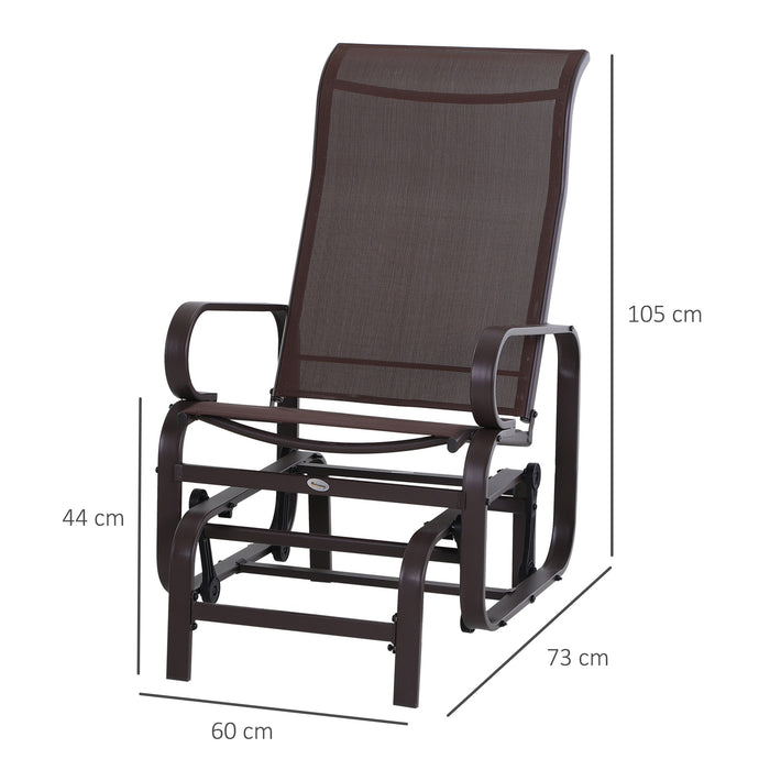 Outdoor Gliding Rocker - Sturdy Metal Frame Garden Swing Chair, Patio & Poolside Seating, Comfortable Brown Finish - Ideal for Relaxing in Backyard