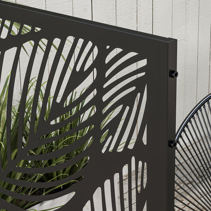 Black Leaf Metal Decorative Privacy Screen - Elegant Outdoor Divider and Garden Partition - Ideal for Patio, Balcony Privacy & Decor