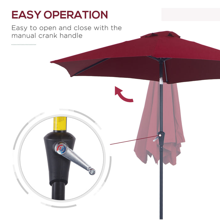 Wine Red 2.7M Tilting Parasol - Outdoor Sun Shade Umbrella with Aluminum Frame and Hand Crank - Ideal for Garden, Patio, and Deck Protection