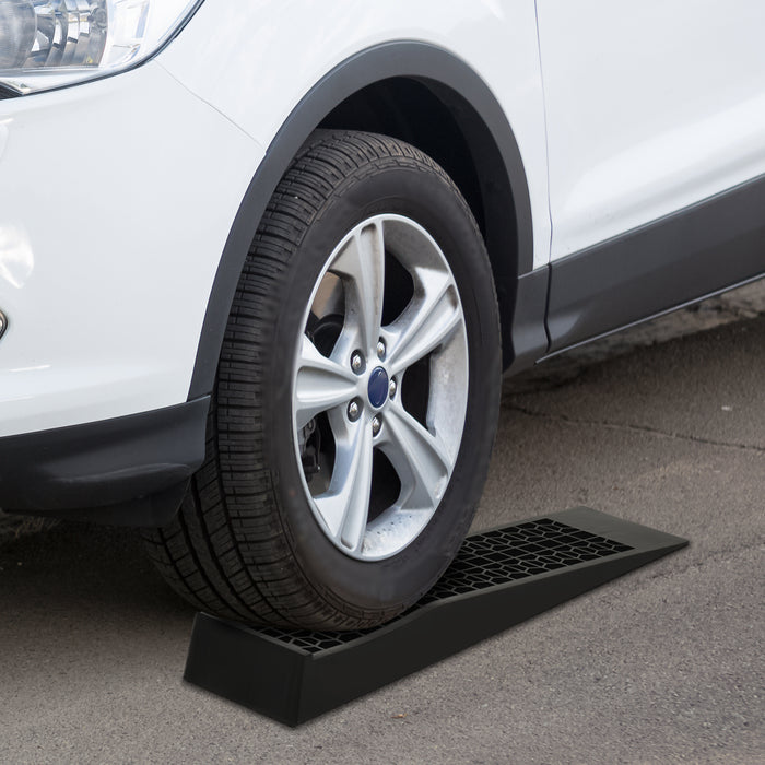 Heavy-Duty Plastic Curb Ramps, Pair of 2 - Low Entrance, Anti-Slip Surface, 3 Ton Load Capacity - Ideal for Garage, Cars, SUVs, and Small Vans