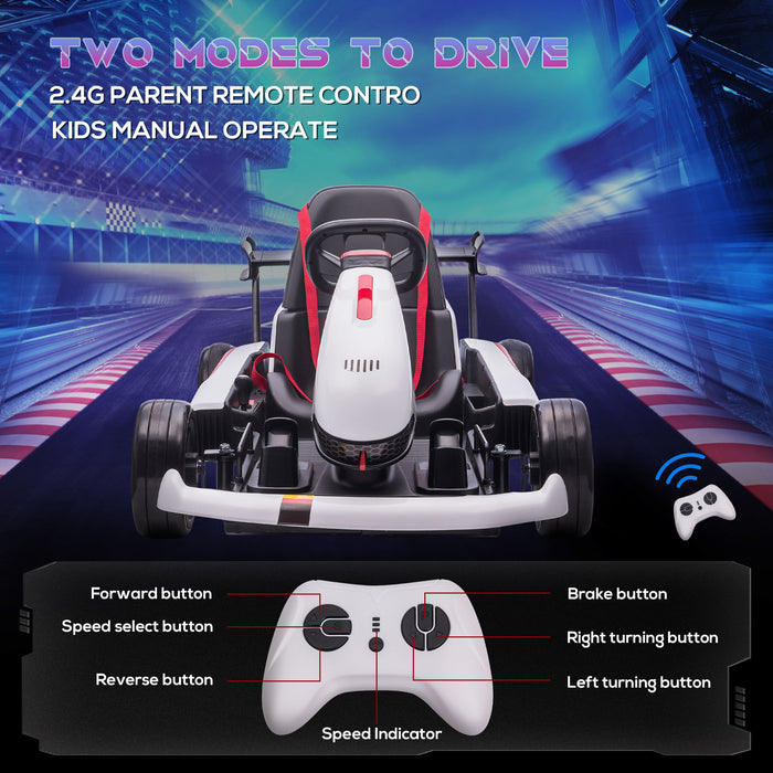 Adjustable Electric Go Kart for Kids - 12V Battery-Powered Ride-On with Reversible Steering, Two Speed Settings - Exciting Racing Adventure for Children