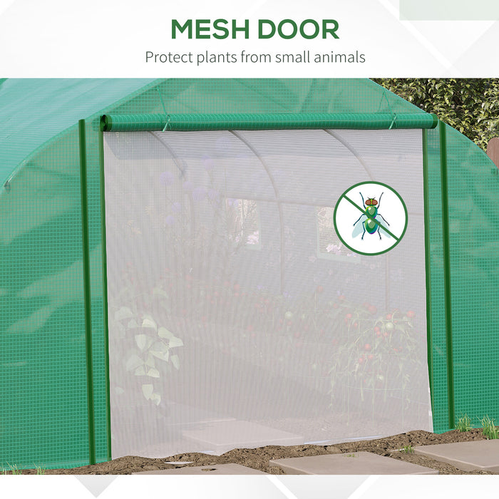 Walk-in Polytunnel Greenhouse with PE Cover - Durable Outdoor Structure with Roll-Up Door & 6 Ventilated Windows, 3.5x3x2m - Ideal for Season-Extended Gardening & Plant Protection