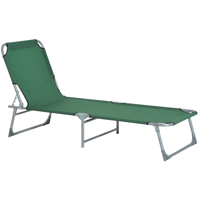 Adjustable Portable Lounger - Durable Oxford Cloth Construction in Green - Comfortable Outdoor Relaxation and Sunbathing Chair