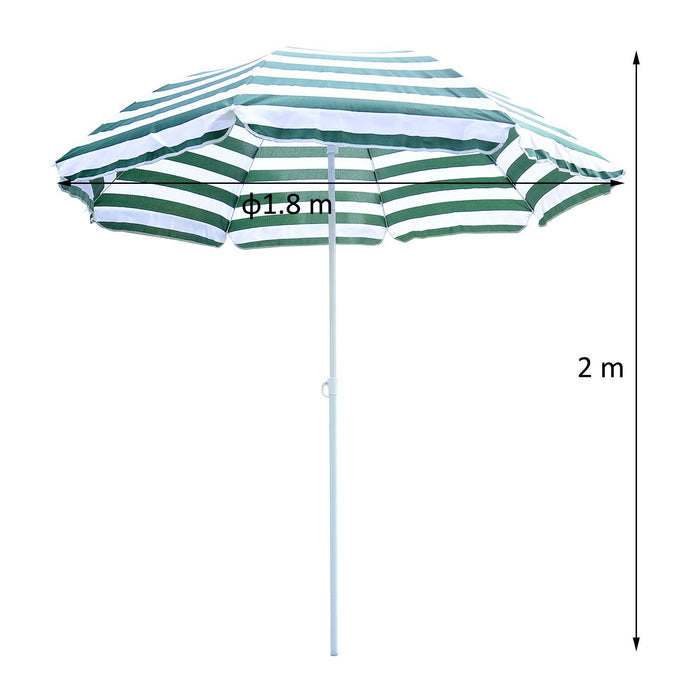 1.8m Large Patio Garden Umbrella - Folding Tilt Sunshade with Crank Mechanism for Beach - Ideal for Outdoor Sun Protection and Leisure Activities