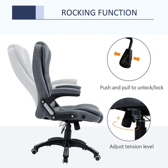 Ergonomic Swivel Chair with Armrests - Comfortable Adjustable & Reclining Office Desk Chair, Dark Grey - Ideal for Home Office and Long Working Hours