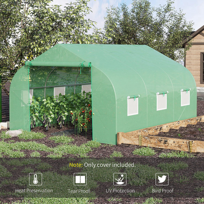 Walk-In Greenhouse PE Replacement Cover - Durable Plant Growhouse Sheeting, 4.5x3x2m in Green - Shields Plants from Elements & Enhances Growth