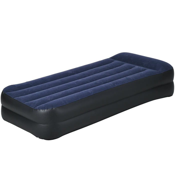 Inflatable Single Air Mattress - Built-in Electric Pump and Portable Design - Ideal for Camping and Overnight Guests