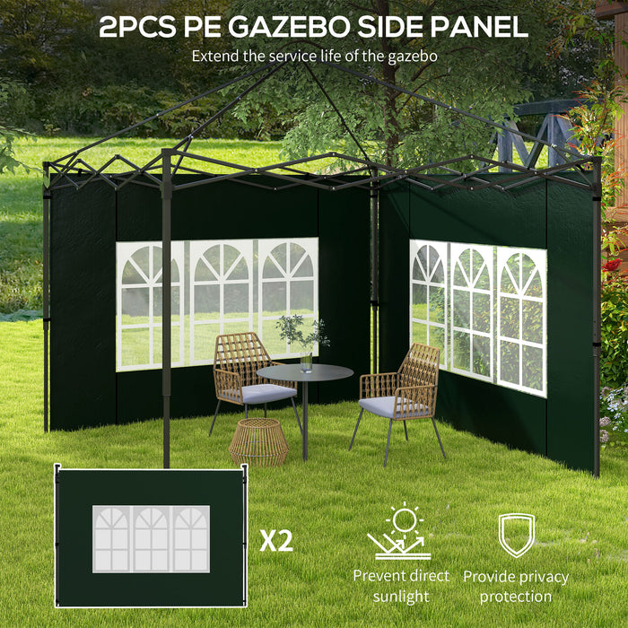 Gazebo Side Panel Replacements with Windows - Fits 3x3m or 3x6m Canopy, Green, Pack of 2 - Ideal for Outdoor Shelter and Privacy