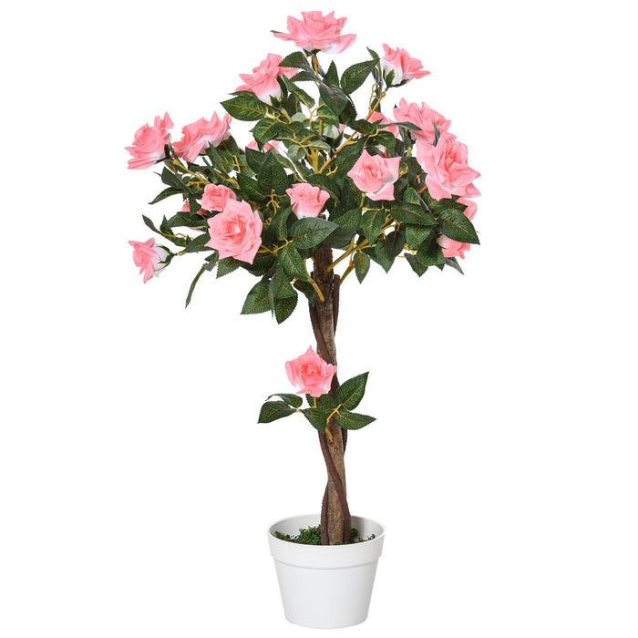 Artificial Pink Rose Flower Arrangements - Set of 2 Faux Potted Plants, 90cm Tall for Indoor/Outdoor Décor - Ideal for Home Beautification and Low Maintenance Decoration