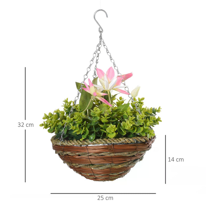 Artificial Clematis Flowers Hanging Duo - Pack of 2 Lush Faux Floral Planters for Indoors & Outdoors - Enhance Home & Garden Aesthetics