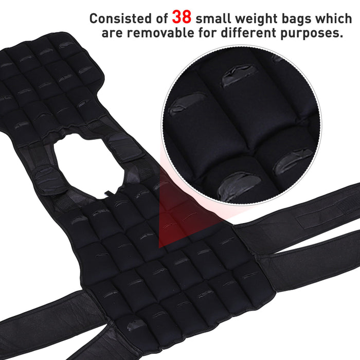 Adjustable Metal Sand Weighted Training Vest - 10kg, Durable Build, Unisex, Black/Red - Ideal for Strength and Endurance Workouts
