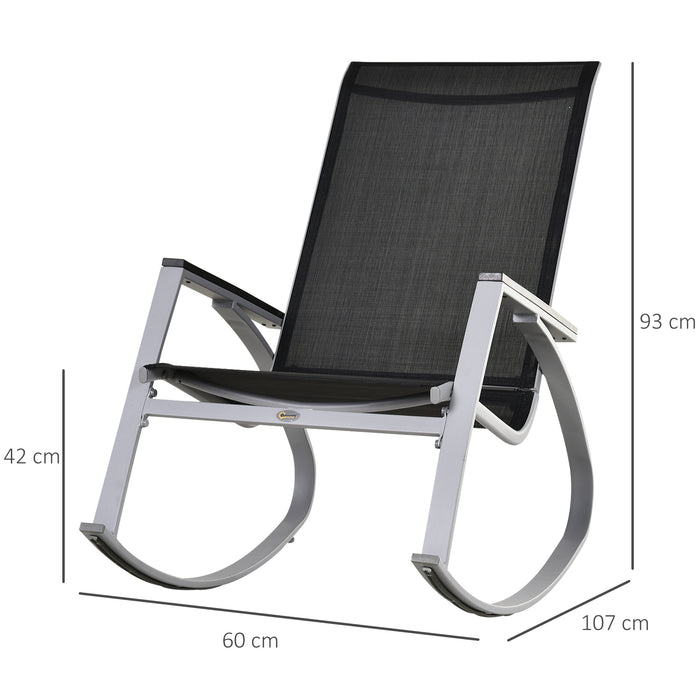 High-Back Rocking Sun Lounger - Comfortable Texteline Garden Seat for Patio, Black - Ideal Relaxation Outdoor Furniture Piece