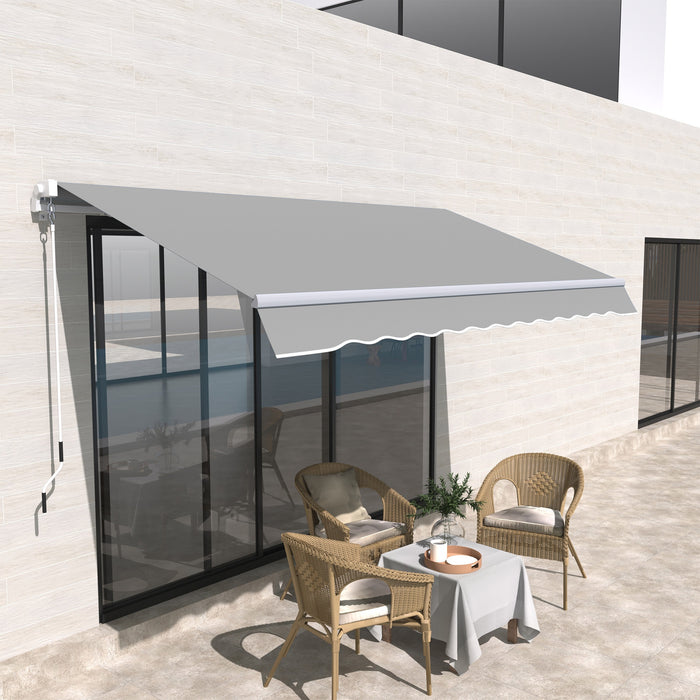 UV Blocking Window Awning Canopy - Aluminum Frame Patio Sun Shade with Hand Crank, 3x2m, Light Grey - Ideal for Garden & Outdoor Shelter