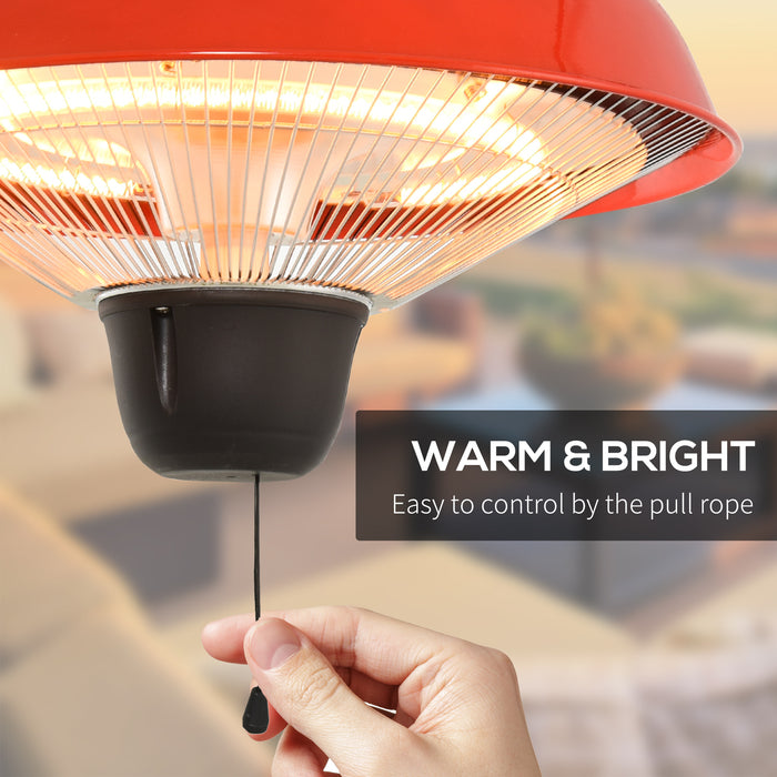 1500W Garden Electric Halogen Patio Heater - Aluminum Outdoor Ceiling Hanging Heat Lamp - Ideal for Warming Your Patio Space in Style