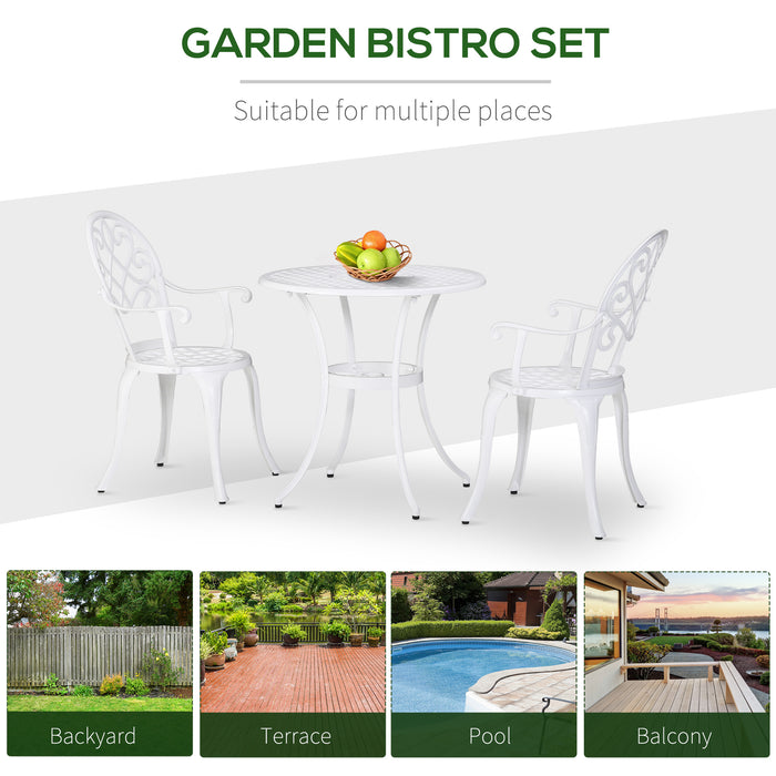 Bistro Round Table and 2 Chair Set - 3-Piece Aluminum Garden Furniture for Outdoor/Indoor Use - Perfect for Patio, Balcony, and Dining Spaces