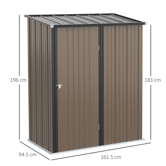 Corrugated Steel Garden Shed 5x3 ft - Metal Patio Storage with Durable Roof, Lockable Door, Brown - Secure Organizer for Outdoor Tools and Equipment