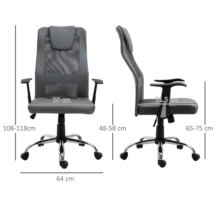 Mesh High-Back Office Desk Chair with Adjustable Height and Swivel Capability - Ergonomic Design with Headrest for Home or Office Use - Comfortable Seating Solution for Professionals and Students