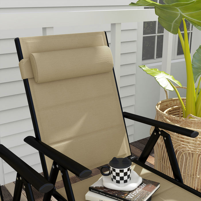 Adjustable Back Garden Folding Chairs, Set of 2 - Breathable Mesh Fabric with Padded Seat and Headrest - Perfect for Patio Dining and Relaxation