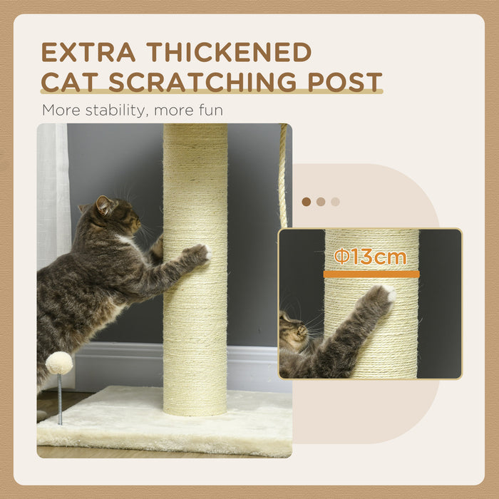 Cat Tree Playground - Sisal-Wrapped Scratching Post in Cream - Ideal for Cat Climbing & Scratching Needs