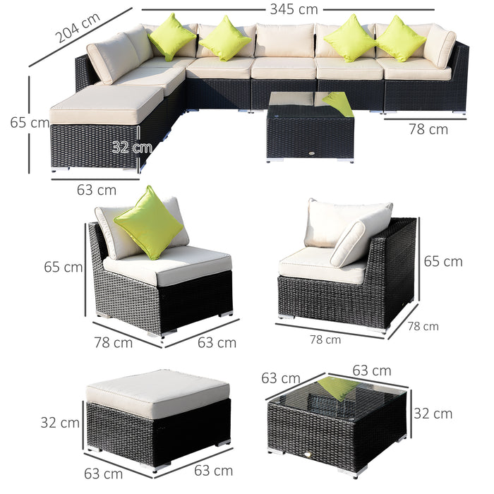 7-Seater Sofa Rattan Set - Durable Aluminium & Wicker Outdoor Patio Furniture with Table - Ideal for Garden Entertaining and Relaxation