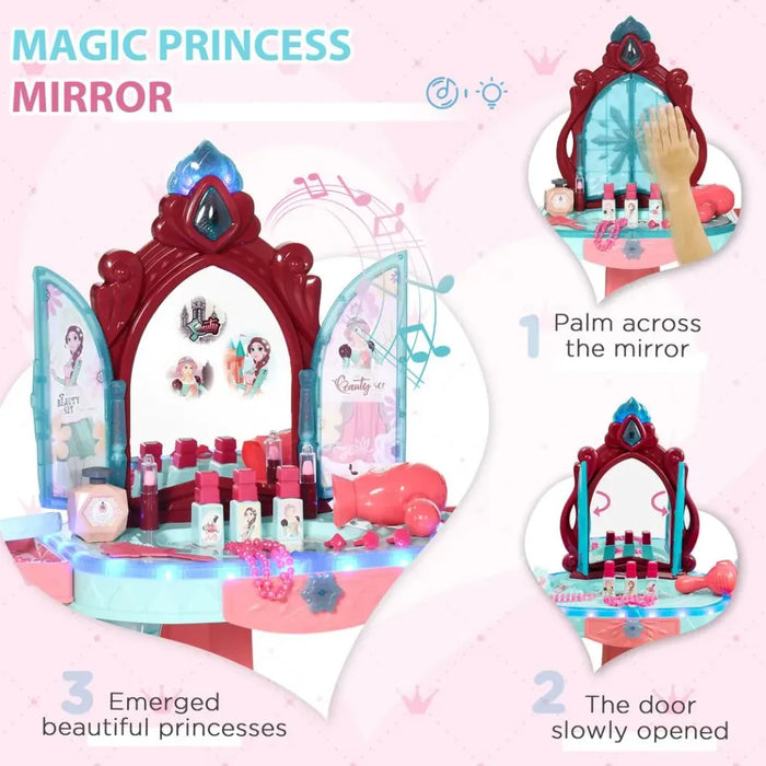 31 Piece Kids Dressing Table w/ Magical Princess Mirror, Light and Music