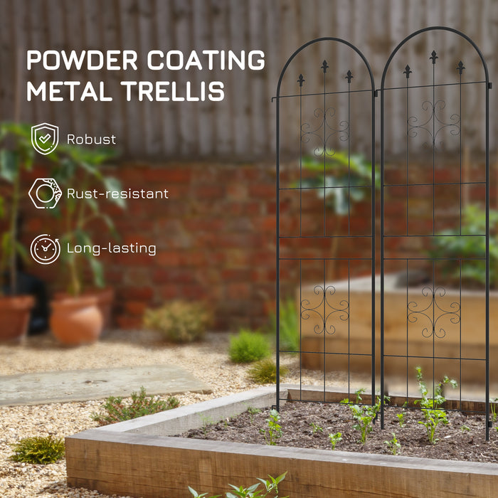 Garden Trellis Metal Set of 2 - Climbing Plant Support Frames with Arrow Design - Ideal for Vines & Garden Decoration