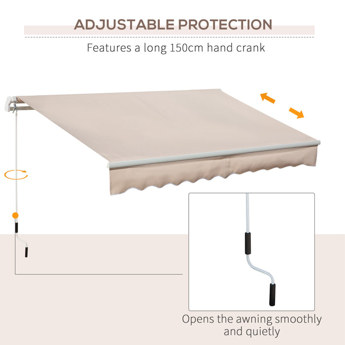 Aluminium Frame Outdoor Window Awning - Durable Patio Sun Shade Canopy with UV Protection, Hand Crank, 3x2m, Lightweight - Ideal Garden Shelter for Residential Use