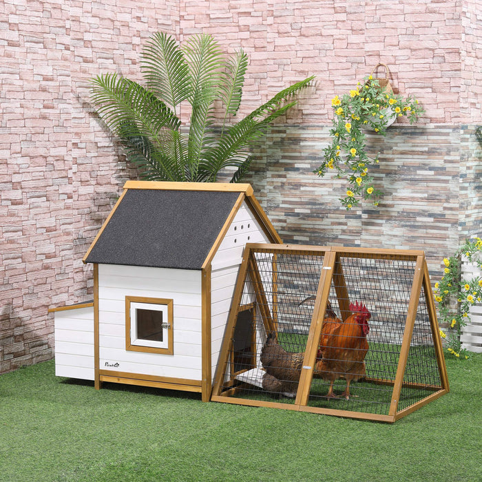 Wooden Chicken Coop with Outdoor Run - Nesting Box, Removable Tray, Window, Lockable Door | 197x93x110cm - Perfect for Backyard Poultry Keepers