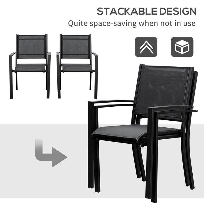 Outdoor Patio Chair Set - 2-Pack Texteline-Seated Garden Chairs with Steel Frame - Ideal for Dining & Relaxation on Patios or Balconies