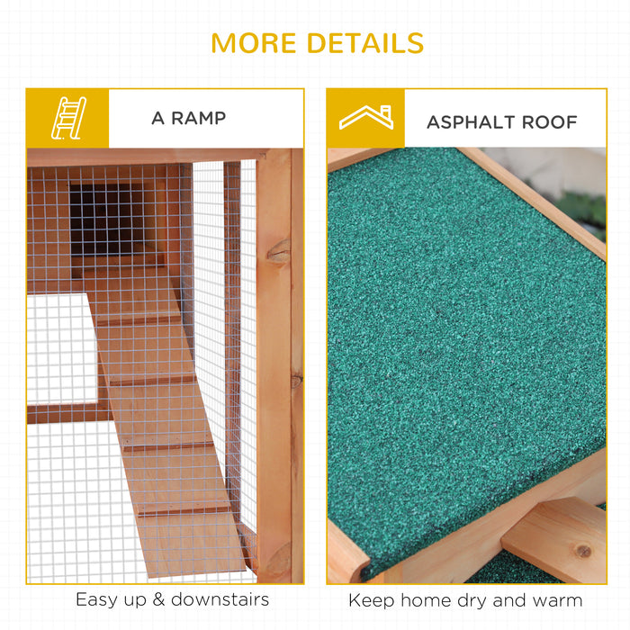 Outdoor Wooden Rabbit Hutch with Run - Guinea Pig Cage with Pull Out Tray, 145x45x85 cm - Ideal Habitat for Small Animals and Bunnies