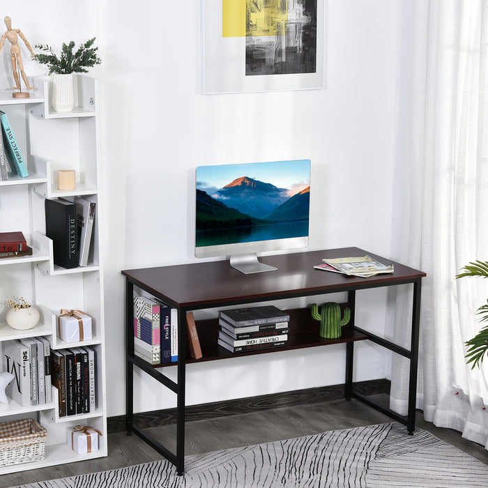 Adjustable Home Office Computer Desk - Study and Writing Workstation with Storage Shelf and Metal Frame - Ideal for Laptop Users with Space-Saving Needs