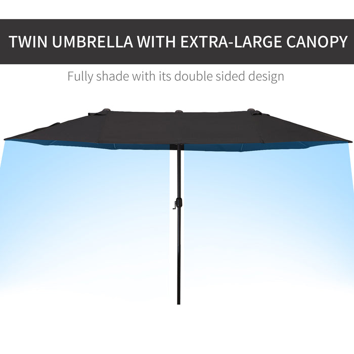 Double-Sided 4.6m Patio Parasol - Large Outdoor Sun Umbrella in Elegant Black - Ideal Shade Solution for Garden, Poolside, and Deck Relaxation