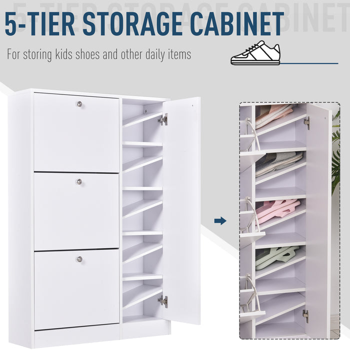 4-Compartment Footwear Organizer - Stylish Shoe Storage Cabinet with Shelves - Anti-Tipping Safety Design for Home Office, Bedroom, Hallway