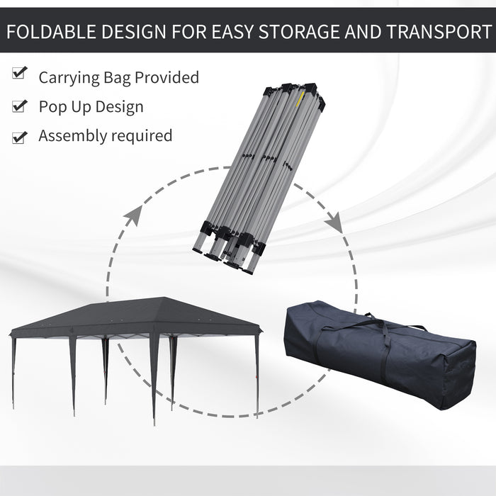 Pop Up Gazebo 3x6m - Foldable, Height Adjustable Tent with Carrying Bag, Black - Ideal for Weddings & Outdoor Events