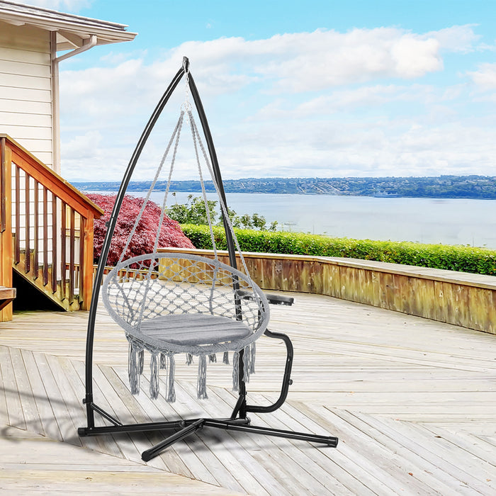 Heavy Duty Metal C-Stand for Hammock Chairs - Durable Construction Porch Swing Stand for Indoor/Outdoor Relaxation - Ideal for Patio, Deck or Backyard Lounging