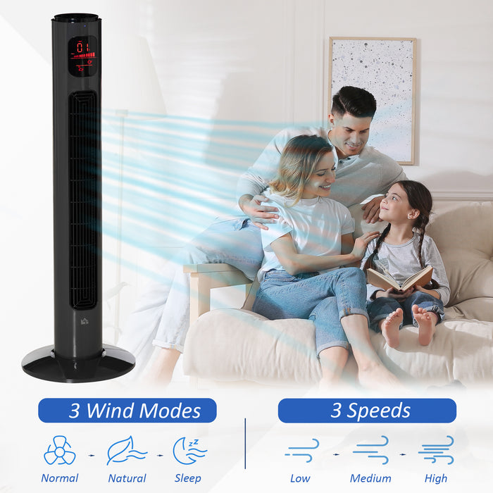 38'' Freestanding Tower Fan with LED Display - 3 Speeds, 3 Modes, 70° Oscillation, 12-Hour Timer - Includes 5M Remote Control, Ideal for Home Cooling