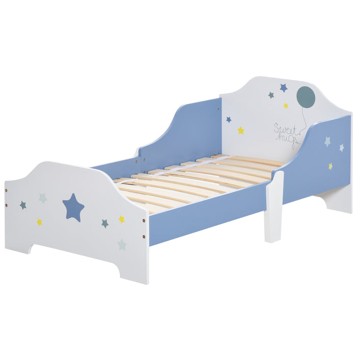 ToddlerGuard Dreamy Starry Wooden Bed - Safety-Rounded Edges, Guardrails for Protection, Fun Star Design - Ideal for Transitioning Toddlers to Big Kid Beds