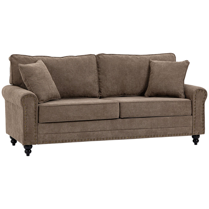 Fabric Loveseat with Nailhead Trim - Cozy 2-Seater Sofa with Cushions & Throw Pillows for Living Room Comfort - Ideal for Small Spaces & Couples