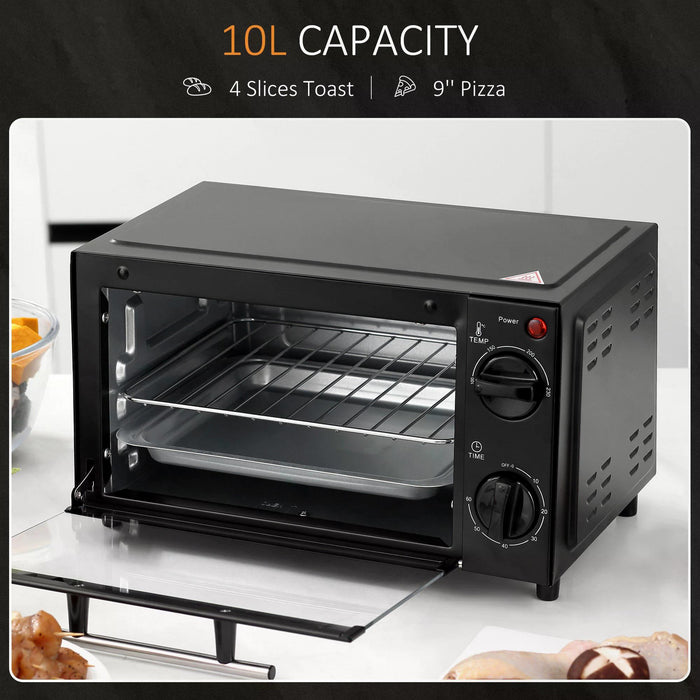 Convection Mini Oven 9L Model - Electric Countertop Grill with Adjustable Temperature and Timer, Includes Baking Tray & Wire Rack - Perfect for Small Kitchens, Bachelors & Quick Baking Needs