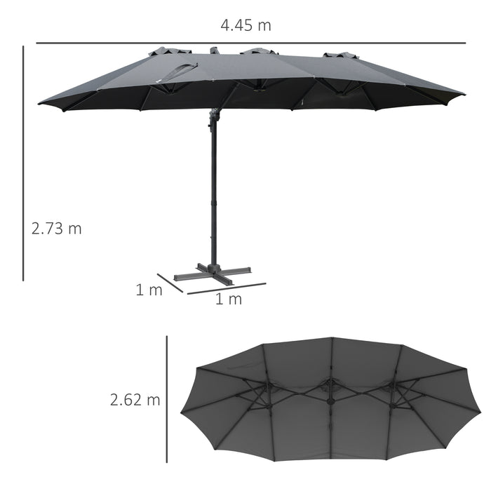 Large Double-Sided 4.5m Cantilever Roma Parasol - Rectangular Garden Umbrella with Crank Handle & 360° Rotation - Ideal for Patio, Outdoor Seating & Benches