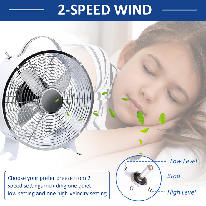 26cm Electric Desk Fan with 2 Speeds - Safety Guard & Anti-Slip Feet Personal Cooling Device - Ideal for Home Office and Bedroom Comfort