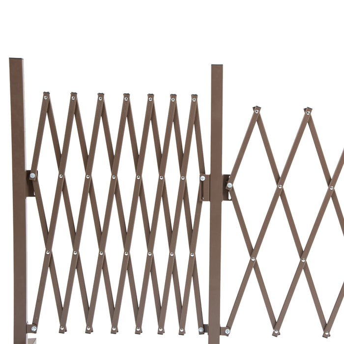 Freestanding Aluminium Expanding Trellis Fence - Foldable 405x103.5cm Garden Screen Panel in Dark Brown - Versatile Movable Boundary for Outdoor Privacy