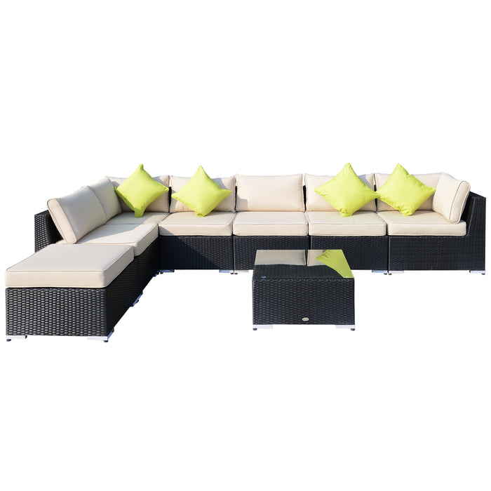 7-Seater Sofa Rattan Set - Durable Aluminium & Wicker Outdoor Patio Furniture with Table - Ideal for Garden Entertaining and Relaxation