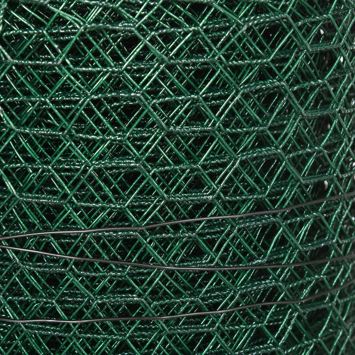 Foldable 1m x 25m PVC-Coated Chicken Wire Mesh - Durable Welded Garden Fencing Roll with Poultry Netting - Ideal for Rabbits, Ducks, Geese Protection in Dark Green