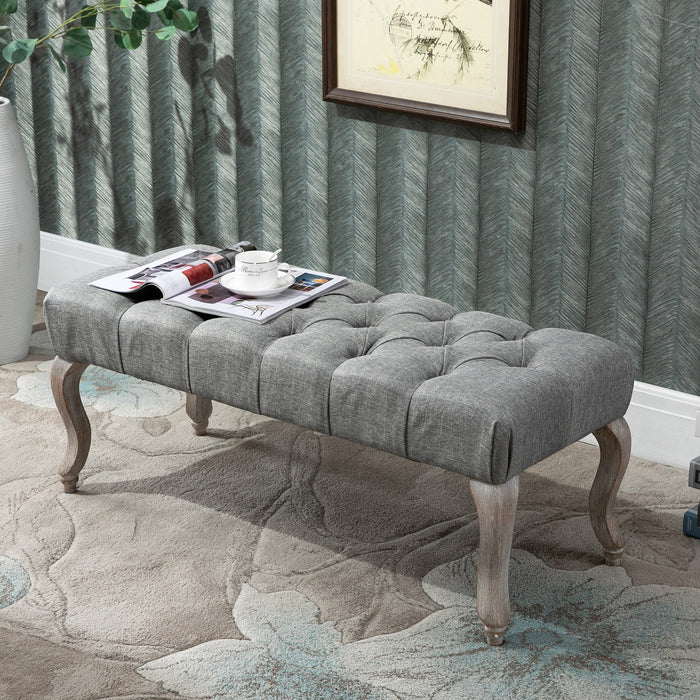Upholstered Tufted Accent Bench - Luxurious Fabric Ottoman, Window Seat Bed End Stool - Ideal for Living Room, Bedroom, Hallway Comfort and Style