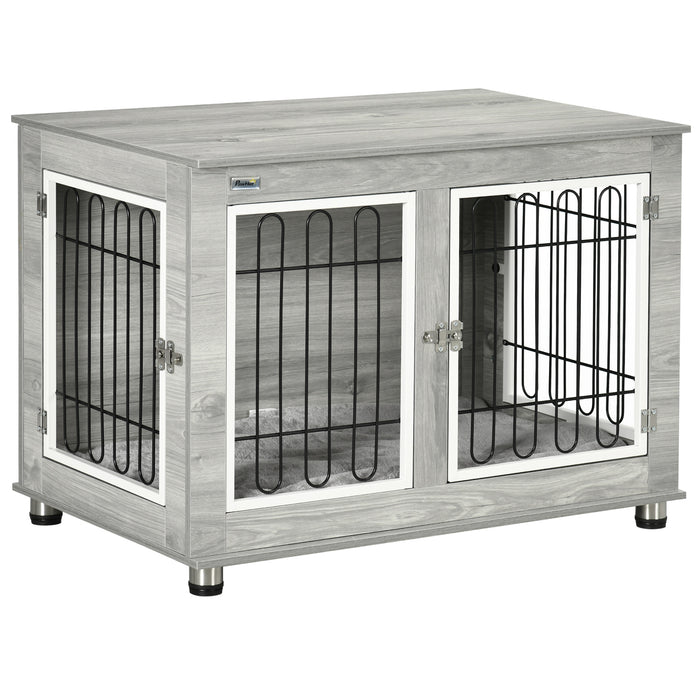 Indoor Dog Kennel End Table - Comfortable, Washable Cushion with Sturdy Wire Mesh - Elegant Living Space Solution for Medium to Large Dogs