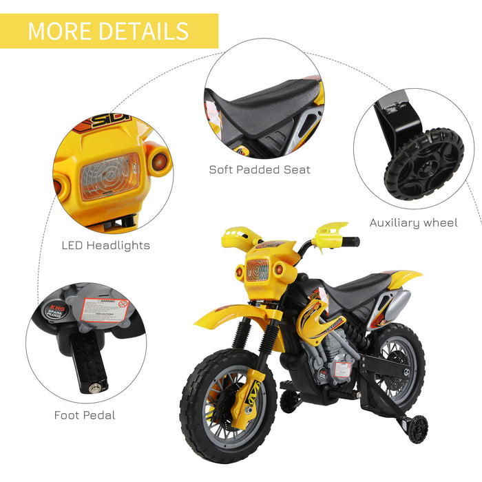 Kids Electric Motorbike - 6V Battery-Powered Ride-On Motorcycle, Yellow - Fun Outdoor Riding Toy for Children