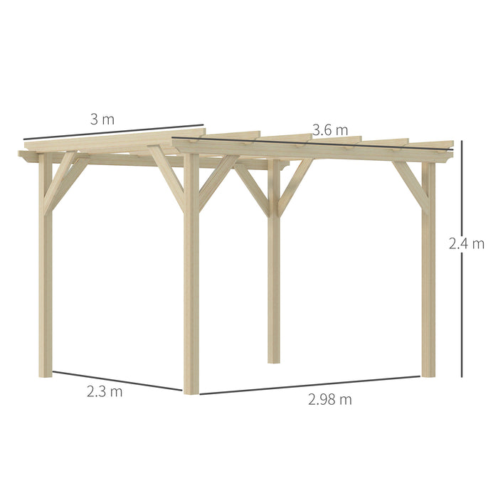 Wooden Garden Pergola Kit 3.6x3m - Decorative Outdoor Gazebo for Climbing Plants & Flowers - Natural Wood Shelter for Landscaping & Relaxation Spaces