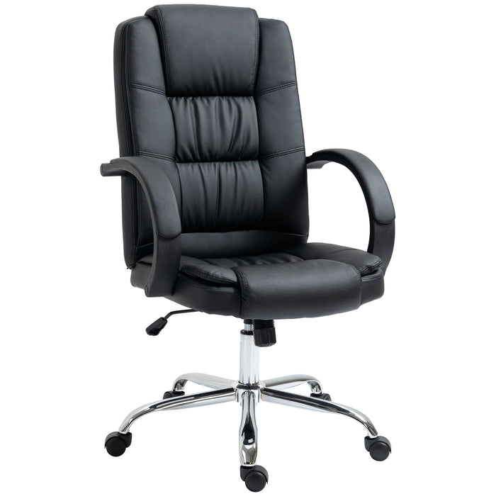 Ergonomic High Back Swivel Chair - PU Leather Executive Seat with Adjustable Tilt & Height, Padded Armrests - Comfortable Office Furniture for Professionals